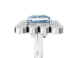 White gold Fancy Blue Princess  Halo Diamond Cluster Engagement Ring with Milgrain Bezel Setting and Solitaire Band_32