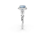 White gold Fancy Blue Princess  Halo Diamond Engagement Ring with Filigree Band and Four-Prong Setting_107