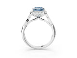 White gold Fancy Blue Princess  Halo Diamond Engagement Ring with Filigree Band and Four-Prong Setting_108