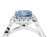 White gold Fancy Blue Princess  Halo Diamond Engagement Ring with Filigree Band and Four-Prong Setting_109