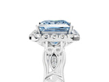 White gold Fancy Blue Princess  Halo Diamond Engagement Ring with Filigree Band and Four-Prong Setting_110