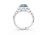 White gold Fancy Blue Princess  Halo Diamond Engagement Ring with Intricate Filigree Band and Four-Prong Setting_40