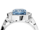 White gold Fancy Blue Princess  Halo Diamond Engagement Ring with Milgrain Band and Four-Prong Setting_52