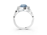 White gold Fancy Blue Princess  Halo Diamond Engagement Ring with Milgrain Band and Four-Prong Setting_52