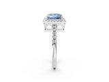 White gold Fancy Blue Princess  Halo Diamond Engagement Ring with Pavé Band and Four-Prong Setting_107