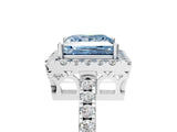 White gold Fancy Blue Princess  Halo Diamond Engagement Ring with Pavé Band and Four-Prong Setting_110