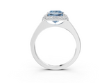 White gold Fancy Blue Princess  Halo Diamond Engagement Ring with Solitaire Band and Four-Prong Setting_23