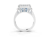 White gold Fancy Blue Princess  Halo Diamond Engagement Ring with Split Shank and Four-Prong Setting_54