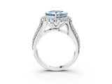 White gold Fancy Blue Princess  Halo Diamond Engagement Ring with Split Shank and Prong Setting_68
