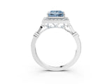White gold Fancy Blue Princess  Halo Diamond Engagement Ring with Twisted Band and Four-Prong Setting 3