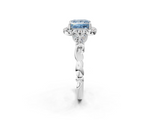 White gold Fancy Blue Princess  Halo Diamond Engagement Ring with Vintage-Inspired Band and Four-Prong Setting_5
