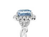 White gold Fancy Blue Princess  Halo Diamond Engagement Ring with Vintage-Inspired Band and Four-Prong Setting_8