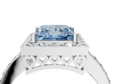 White gold Fancy Blue Princess  Halo Diamond Pavé Band Ring with Prong Setting_24