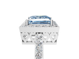 White gold Fancy Blue Princess  Halo Diamond Pavé Band Ring with Prong Setting_25