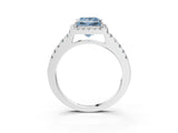 White gold Fancy Blue Princess  Halo Diamond Pavé Solitaire Ring_54