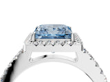 White gold Fancy Blue Princess  Halo Diamond Pavé Solitaire Ring_55