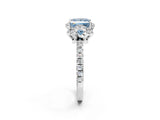 White gold Fancy Blue Princess  Halo Diamond Pave Band Ring with Four-Prong Setting_17
