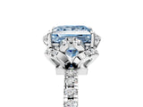 White gold Fancy Blue Princess  Halo Diamond Pave Band Ring with Four-Prong Setting_20