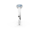 White gold Fancy Blue Princess  Halo Diamond Ring with Cathedral Band and Four-Prong Setting_69