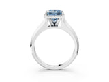 White gold Fancy Blue Princess  Halo Diamond Ring with Cathedral Band and Four-Prong Setting_70