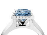 White gold Fancy Blue Princess  Halo Diamond Ring with Cathedral Band and Four-Prong Setting_71