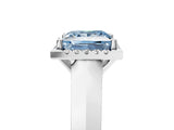 White gold Fancy Blue Princess  Halo Diamond Ring with Cathedral Band and Four-Prong Setting_77