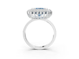 White gold Fancy Blue Princess  Halo Diamond Ring with Milgrain Edge and Round Prong Setting_41
