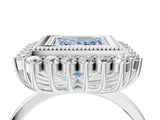White gold Fancy Blue Princess  Halo Diamond Ring with Milgrain Edge and Round Prong Setting_42