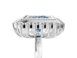 White gold Fancy Blue Princess  Halo Diamond Ring with Milgrain Edge and Round Prong Setting_43