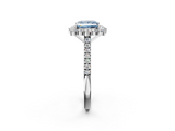 White gold Fancy Blue Princess  Halo Diamond Ring with Pavé Band and Prong Setting_22