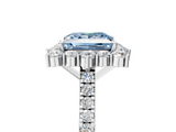 White gold Fancy Blue Princess  Halo Diamond Ring with Pavé Band and Prong Setting_25