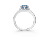 White gold Fancy Blue Princess  Halo Diamond Ring with Round Cluster Setting, Solitaire Band, and Four-Prong Setting_52