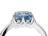 White gold Fancy Blue Princess  Halo Diamond Ring with Round Cluster Setting, Solitaire Band, and Four-Prong Setting_55