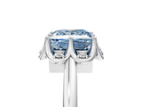 White gold Fancy Blue Princess  Halo Diamond Ring with Round Cluster Setting, Solitaire Band, and Four-Prong Setting_56
