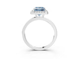 White gold Fancy Blue Princess  Halo Diamond Solitaire with Pavé Band and Four-Prong Setting_88