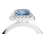 White gold Fancy Blue Princess  Halo Diamond Solitaire with Pavé Band and Four-Prong Setting_88