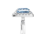 White gold Fancy Blue Princess  Halo Diamond Solitaire with Pavé Band and Four-Prong Setting_89