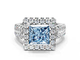 White gold Fancy Blue Princess  Halo Diamond Split Shank Engagement Ring with Prong Setting_39