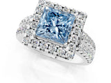 White gold Fancy Blue Princess  Halo Diamond Split Shank Engagement Ring with Prong Setting_40