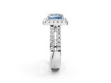 White gold Fancy Blue Princess  Halo Diamond Split Shank Engagement Ring with Prong Setting_41