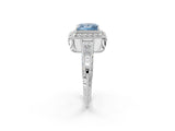 White gold Fancy Blue Princess  Halo Diamond Split Shank Ring with Milgrain Detail_53
