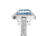 White gold Fancy Blue Princess  Halo Pavé Diamond Engagement Ring with Bezel Setting_53
