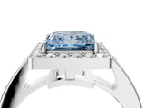 White gold Fancy Blue Princess  Halo Pavé Diamond Engagement Ring with Bezel Setting_53
