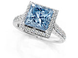 White gold Fancy Blue Princess  Halo Pavé Diamond Engagement Ring with Four-Prong Setting_27