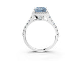 White gold Fancy Blue Princess  Halo Pavé Diamond Engagement Ring with Four-Prong Setting_29