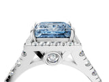 White gold Fancy Blue Princess  Halo Pavé Diamond Engagement Ring with Four-Prong Setting_30