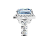 White gold Fancy Blue Princess  Halo Pavé Diamond Engagement Ring with Four-Prong Setting_31