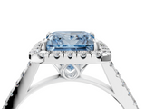 White gold Fancy Blue Princess  Halo Pavé Diamond Engagement Ring with Four-Prong Setting_7