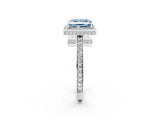 White gold Fancy Blue Princess  Halo Pave Band Solitaire Ring with Prong Setting_68