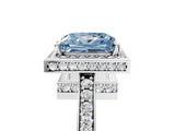 White gold Fancy Blue Princess  Halo Pave Band Solitaire Ring with Prong Setting_71